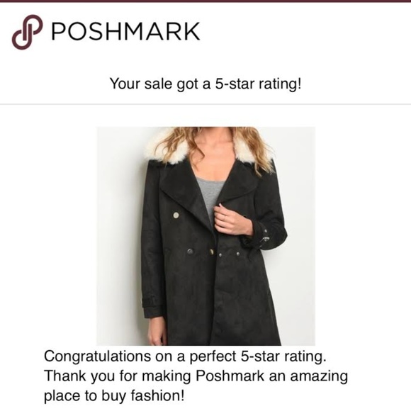 Black faux suede & fur collar Coat - Picture 4 of 5